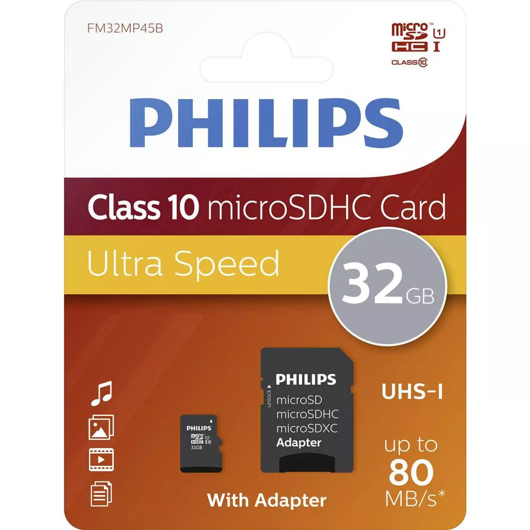 Philips FM16MP45B - flash memory card - 16 GB - microSDHC UHS-I