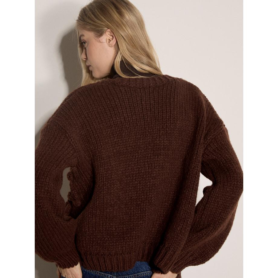 APRICOT Cardigan en maille épaisse avec appliqué de rose  
