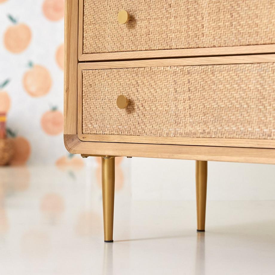 Tikamoon Cassettiera per bambini in legno di quercia massello e rattan Come  