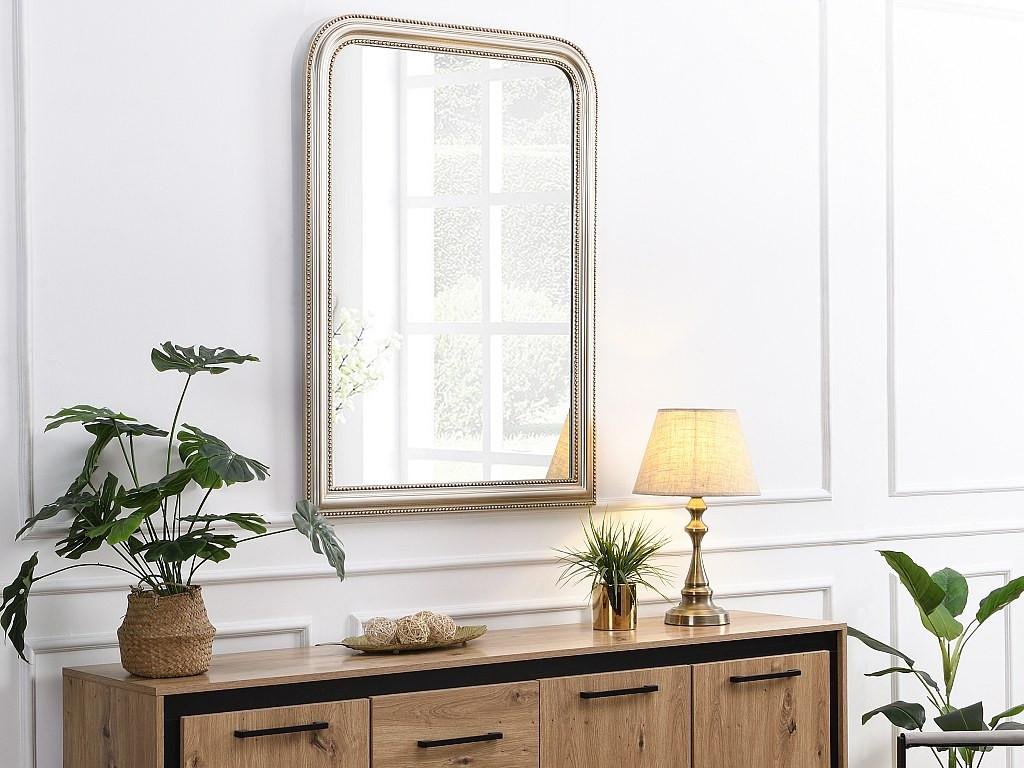 OZAIA Miroir style vintage en bois de paulownia - L. 80 x H. 110 cm - Champagne - HELOISE  