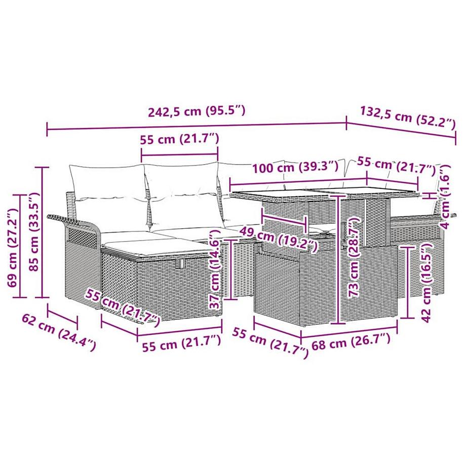VidaXL Ensemble de canapé modulable poly rattan  