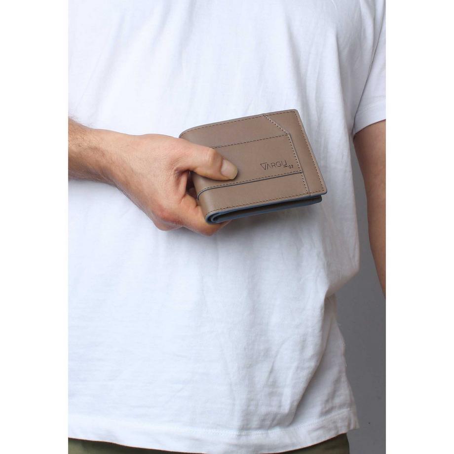 VARGU KON 1-M Portefeuille en Cuir Véritable  