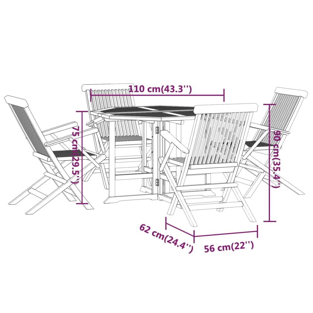 VidaXL set da pranzo per esterni Teak riciclato  