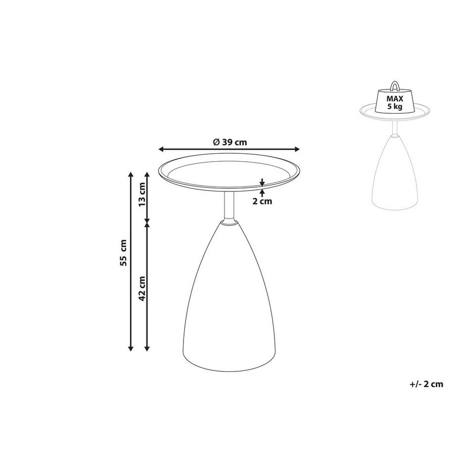 Beliani Table d'appoint en Métal Glamour STORM  