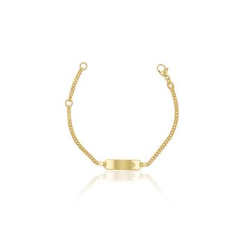 Bracelet d'identité tank or jaune 750 diamant 0.0075ct. 2.1mm, 14cm