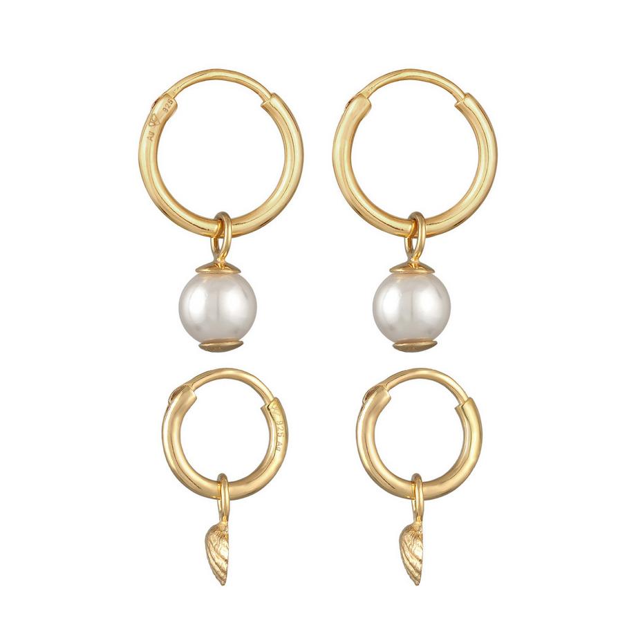 Elli  Ohrringe Elli Ohrringe Creolen Set Muschelkernperle Muschel 925 Silber 