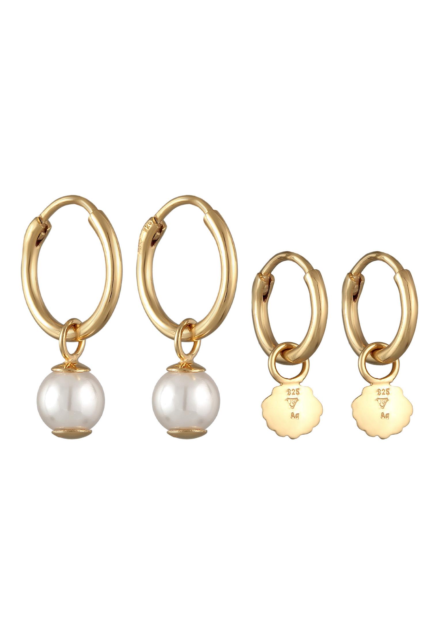 Elli  Ohrringe Elli Ohrringe Creolen Set Muschelkernperle Muschel 925 Silber 