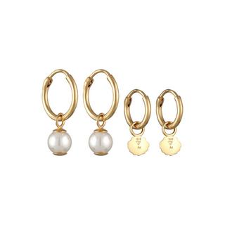 Elli  Boucles d'Oreilles Elli Ohrringe Creolen Set Muschelkernperle Muschel 925 Silber 