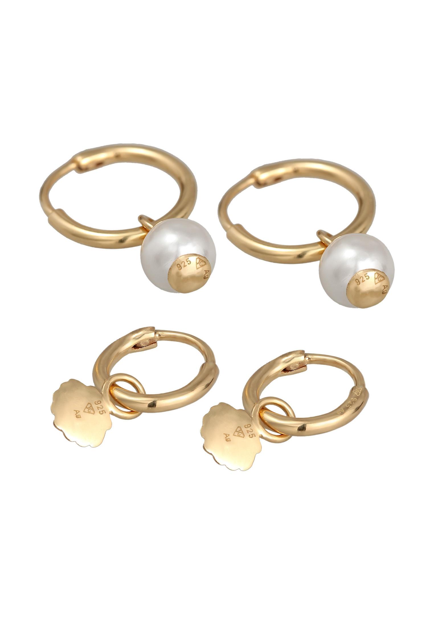 Elli  Ohrringe Elli Ohrringe Creolen Set Muschelkernperle Muschel 925 Silber 