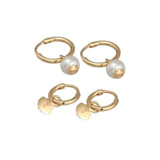 Elli  Boucles d'Oreilles Elli Ohrringe Creolen Set Muschelkernperle Muschel 925 Silber 