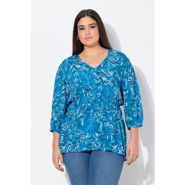 Blusa dal taglio svasato con foglie, scollo a V e maniche a 3/4