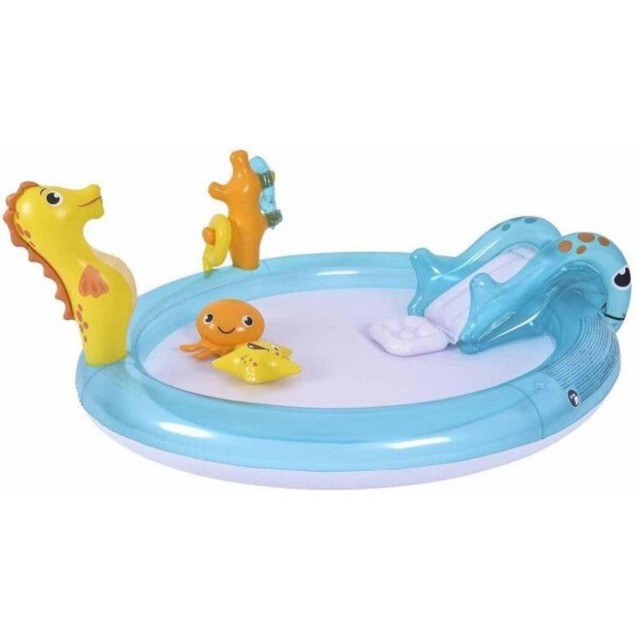 Kinder-Erlebnispool Seepferdchen mit Wassersprüher und Rutsche (198cm × 150cm × 18cm)