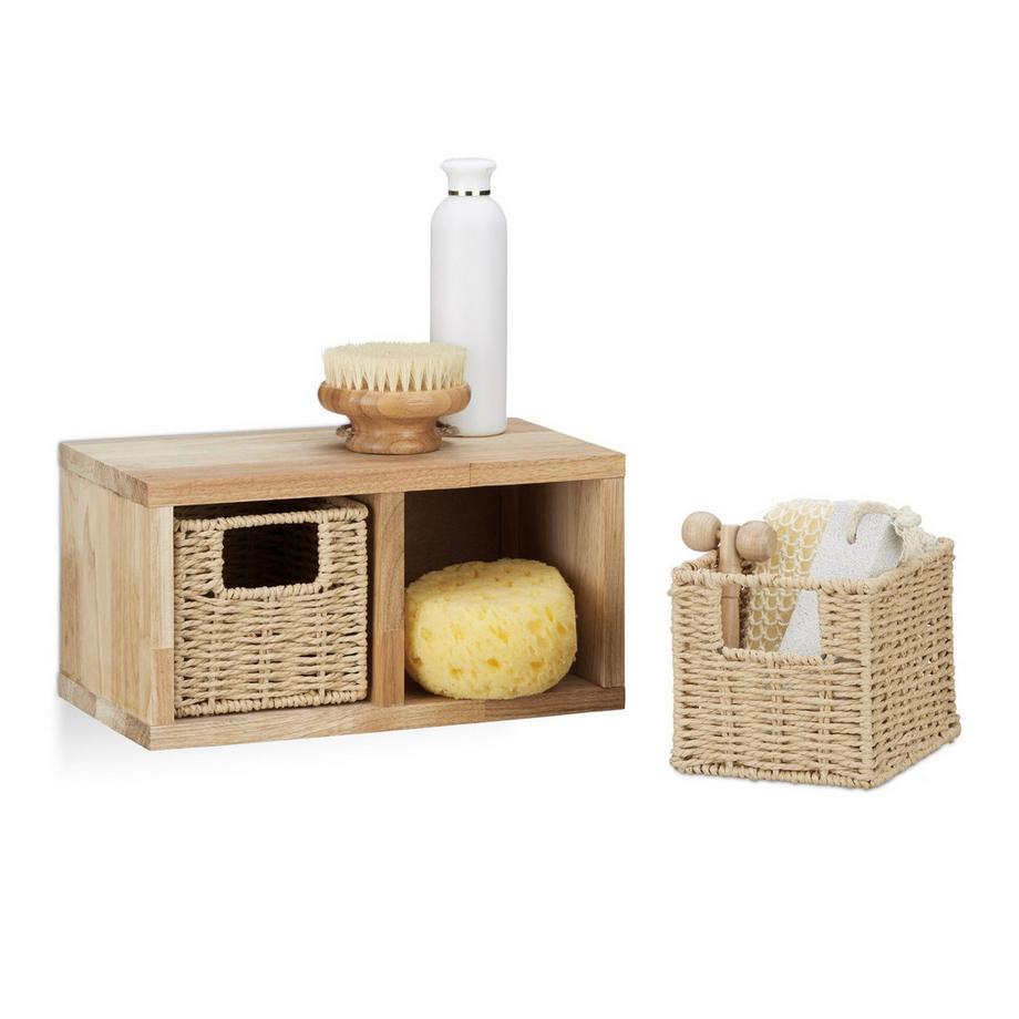 Wandregal in Nussbaum mit Körben