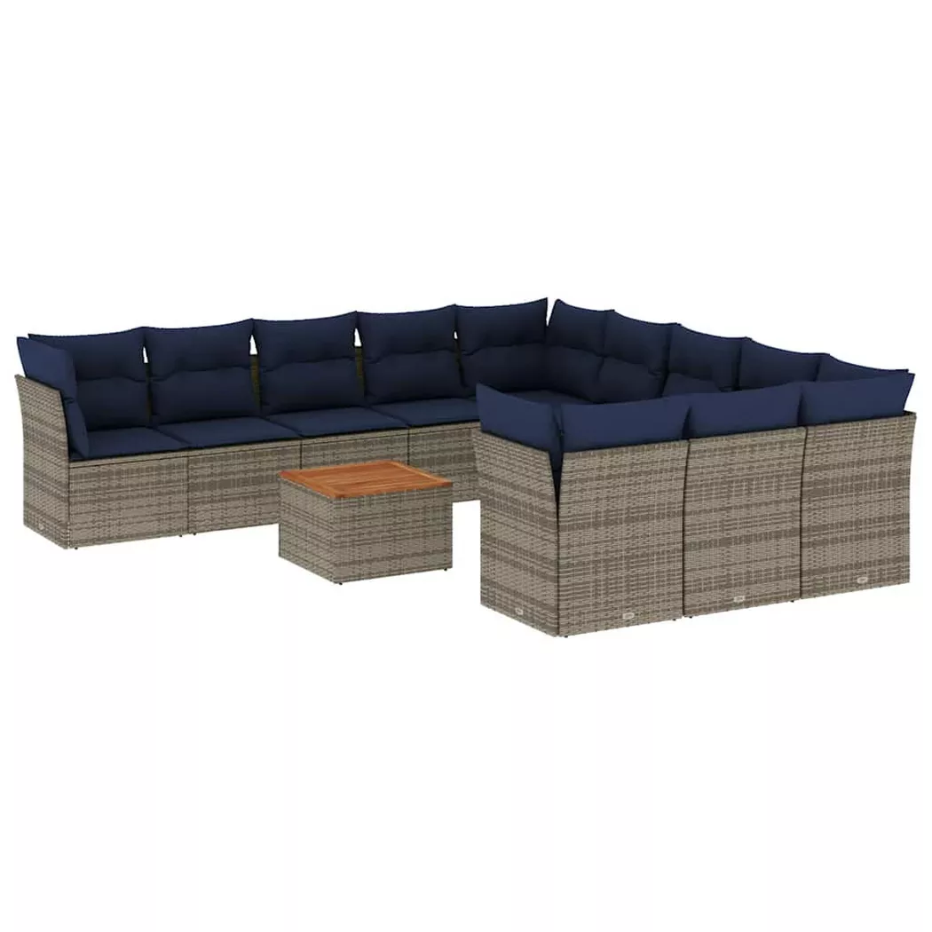 VidaXL - set divano da giardino Polyrattan, One Size, Grigio