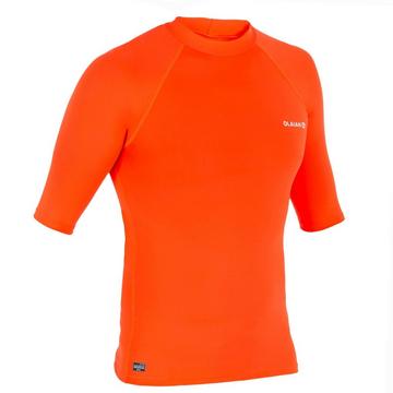 tee shirt anti uv surf top 100 manches courtes homme orange fluo