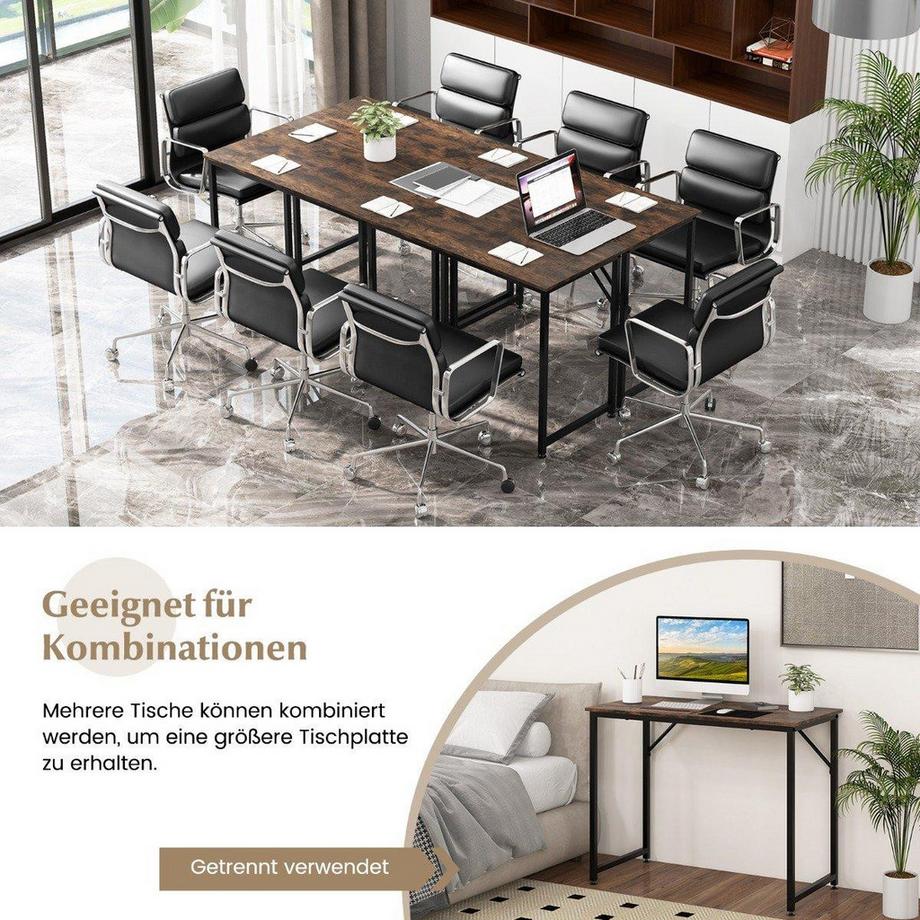 Northio PC-Tisch mit Verstellbaren Fußpolstern Kompakter Computertisch Schreibtisch 100 x 50 x 77 cm Braun  