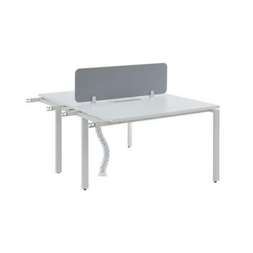 Anbauelement Schreibtisch Bench - Tisch für 2 Personen + Trennwand - L 120 cm - Weiß - DOWNTOWN