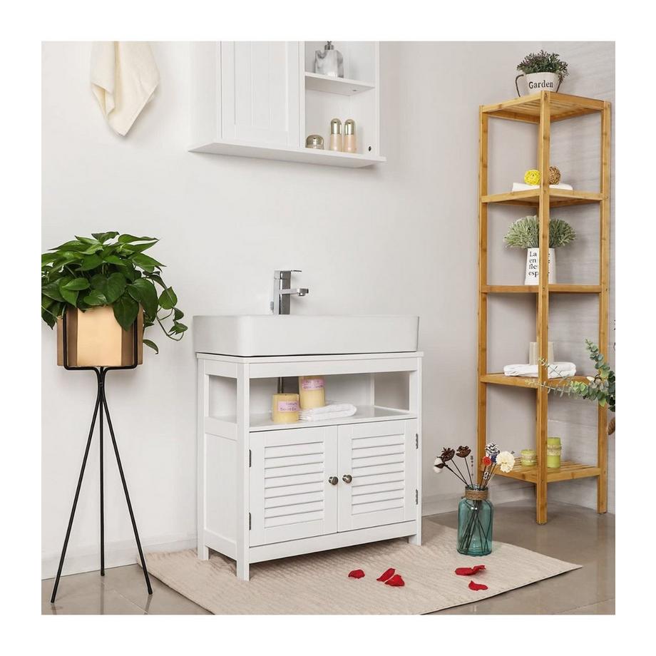 Songmics Meuble sous vasque blanc 2 portes 1 niche L60cm  