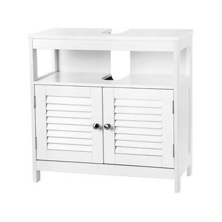 Calicosy Mobile da bagno grigio in MDF con ampi vani portaoggetti e ante a doghe  