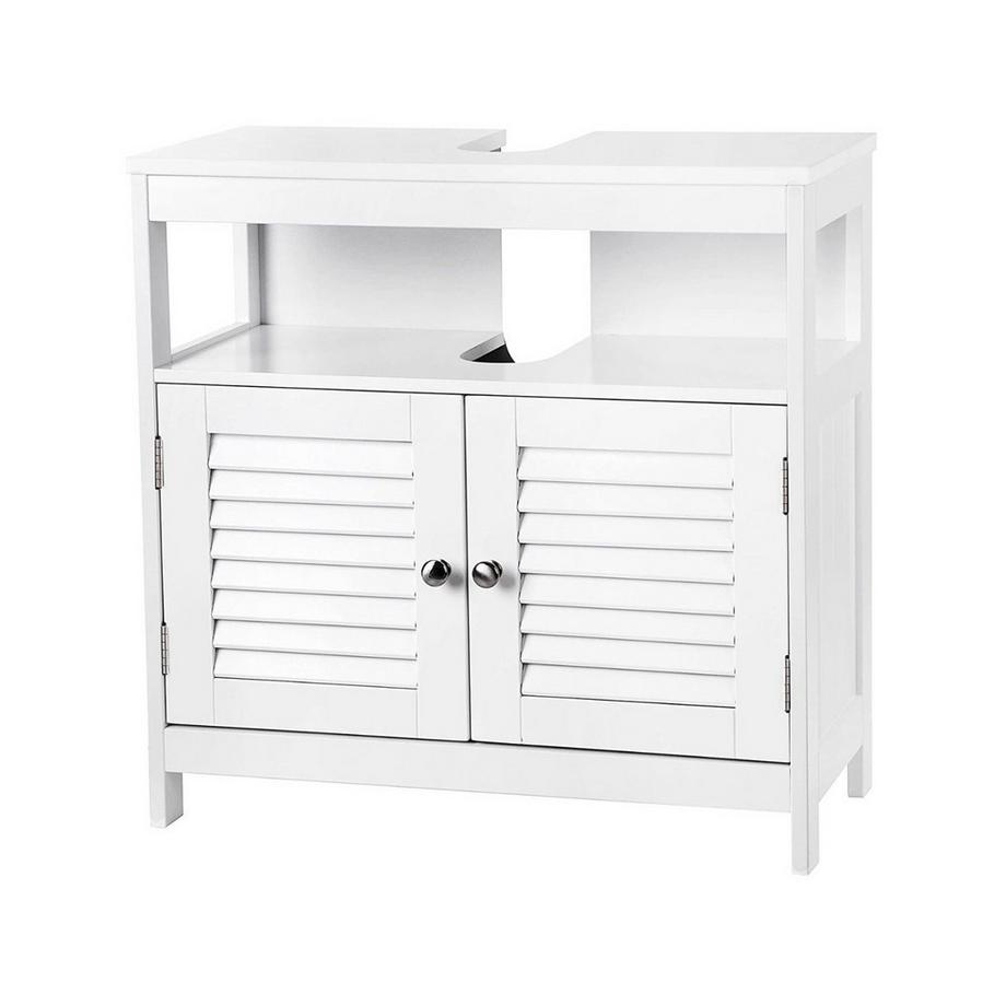 Songmics Meuble sous vasque blanc 2 portes 1 niche L60cm  