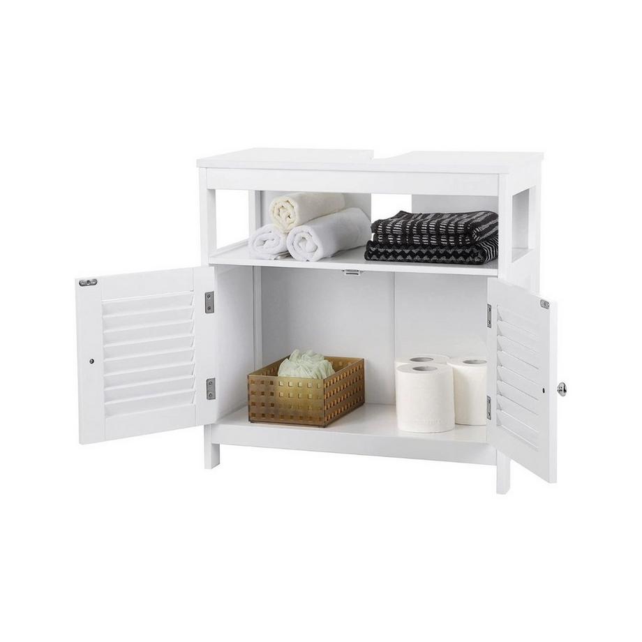 Songmics Meuble sous vasque blanc 2 portes 1 niche L60cm  