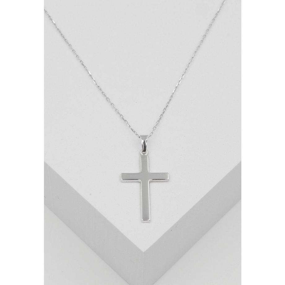 MUAU Schmuck  Pendentif croix en or blanc 750, 31x16mm 