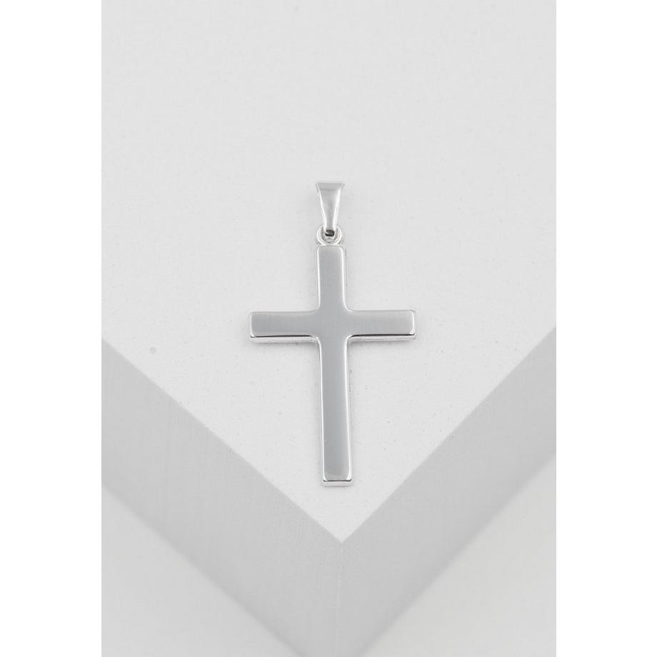 MUAU Schmuck  Pendentif croix en or blanc 750, 31x16mm 