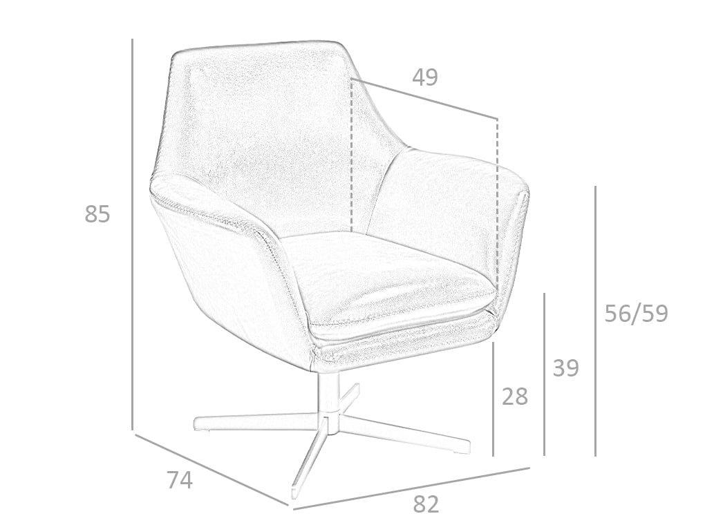 ANGEL CERDA Fauteuil pivotant en cuir et acier poli  