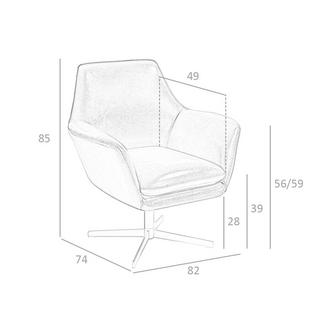 ANGEL CERDA Fauteuil pivotant en cuir et acier poli  