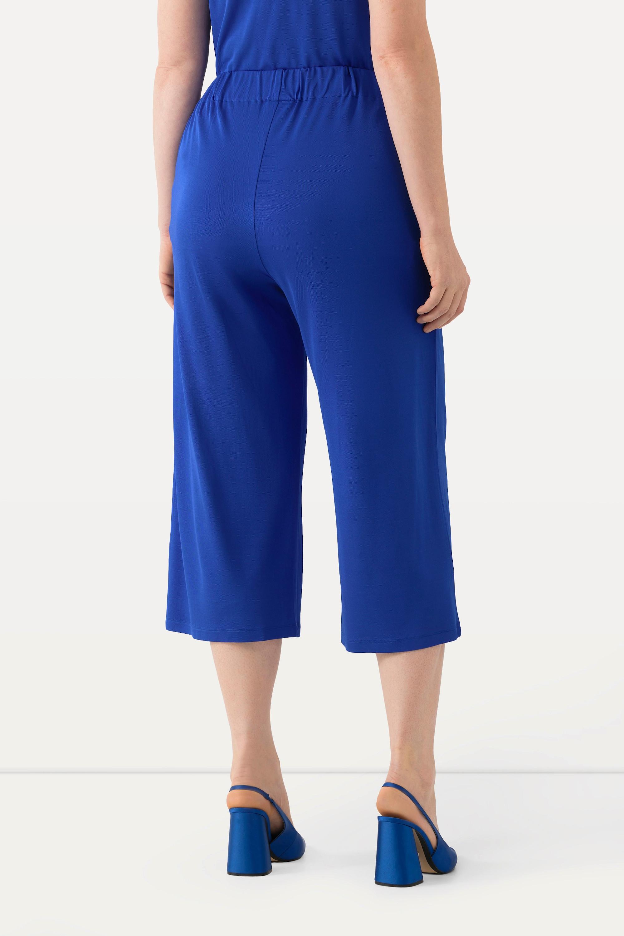 Ulla Popken  Culottes in tessuto fluente con taglio della gamba ampio e lungo fino al polpaccio e cintura elastica 