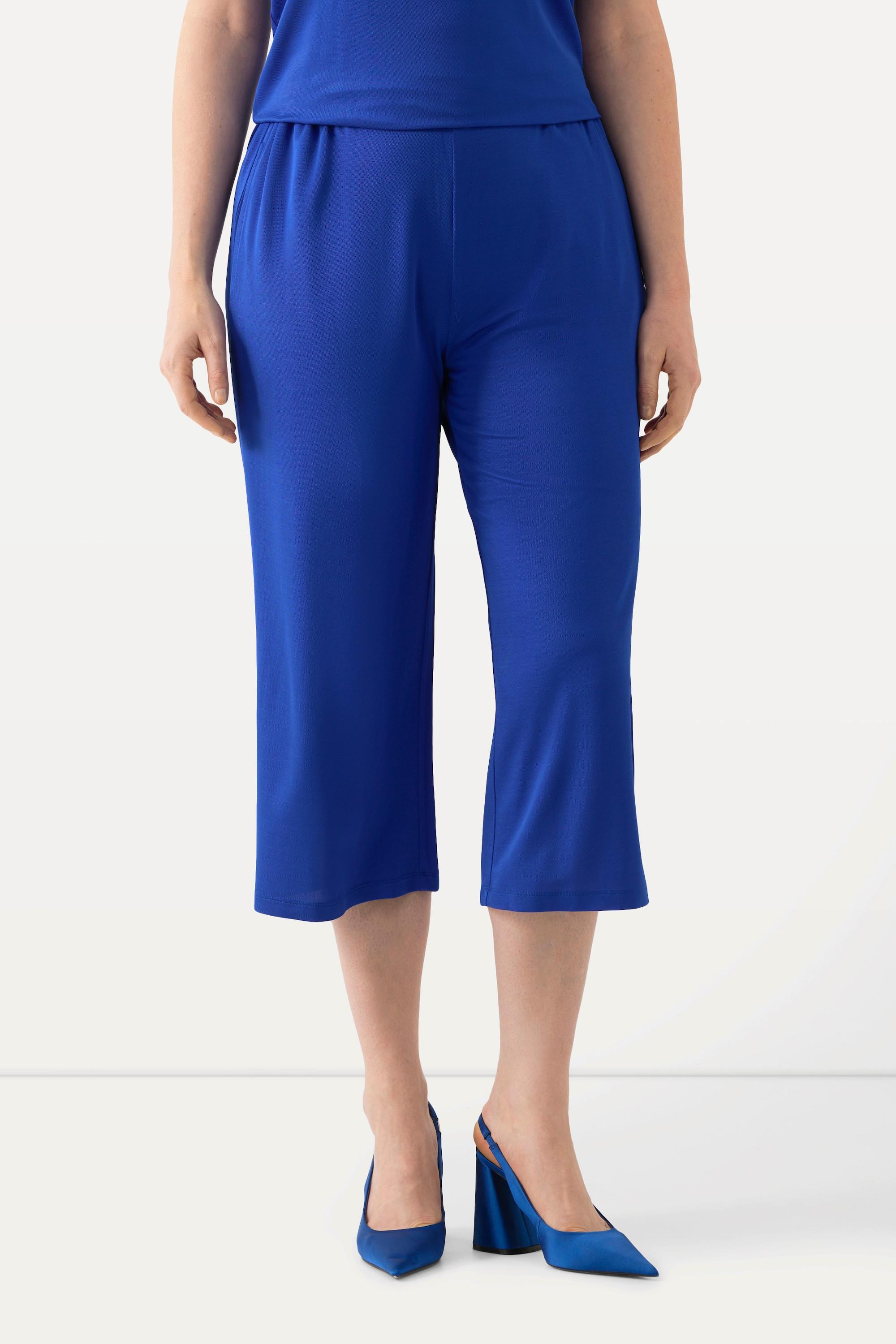 Ulla Popken  Culottes in tessuto fluente con taglio della gamba ampio e lungo fino al polpaccio e cintura elastica 