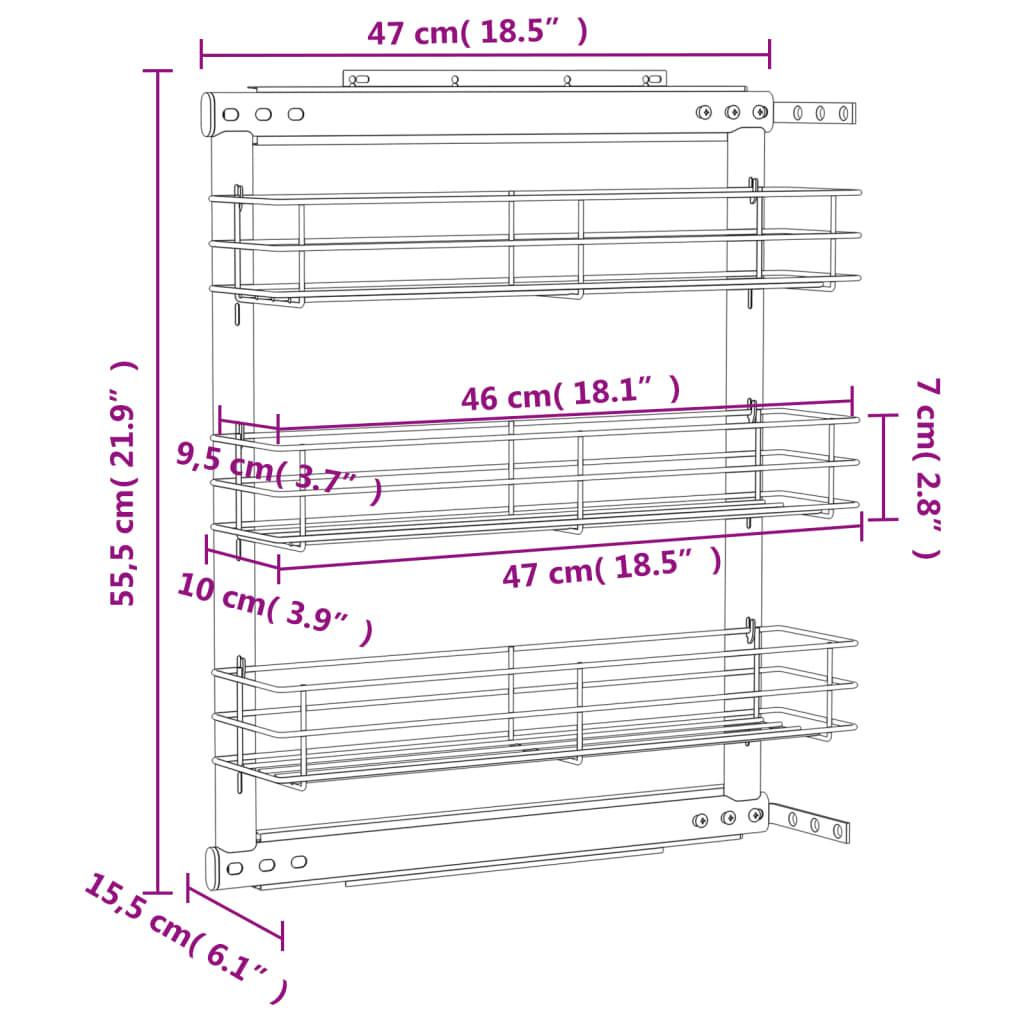 VidaXL 3-stufiger ausziehbarer küchen-drahtkorb metall  