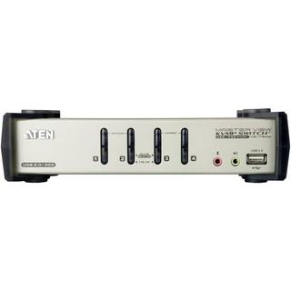 ATEN  4 Port KVM-Switch für USB- und PS2-Eingabegeräte und VGA-Grafik mit Tonübertragung und USB 2.0-Hub 