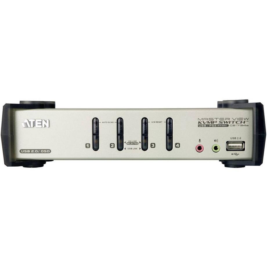 ATEN  Switch KVM 4 ports pour appareils USB et PS/2 et graphique VGA avec transmission acoutisque et hub 
