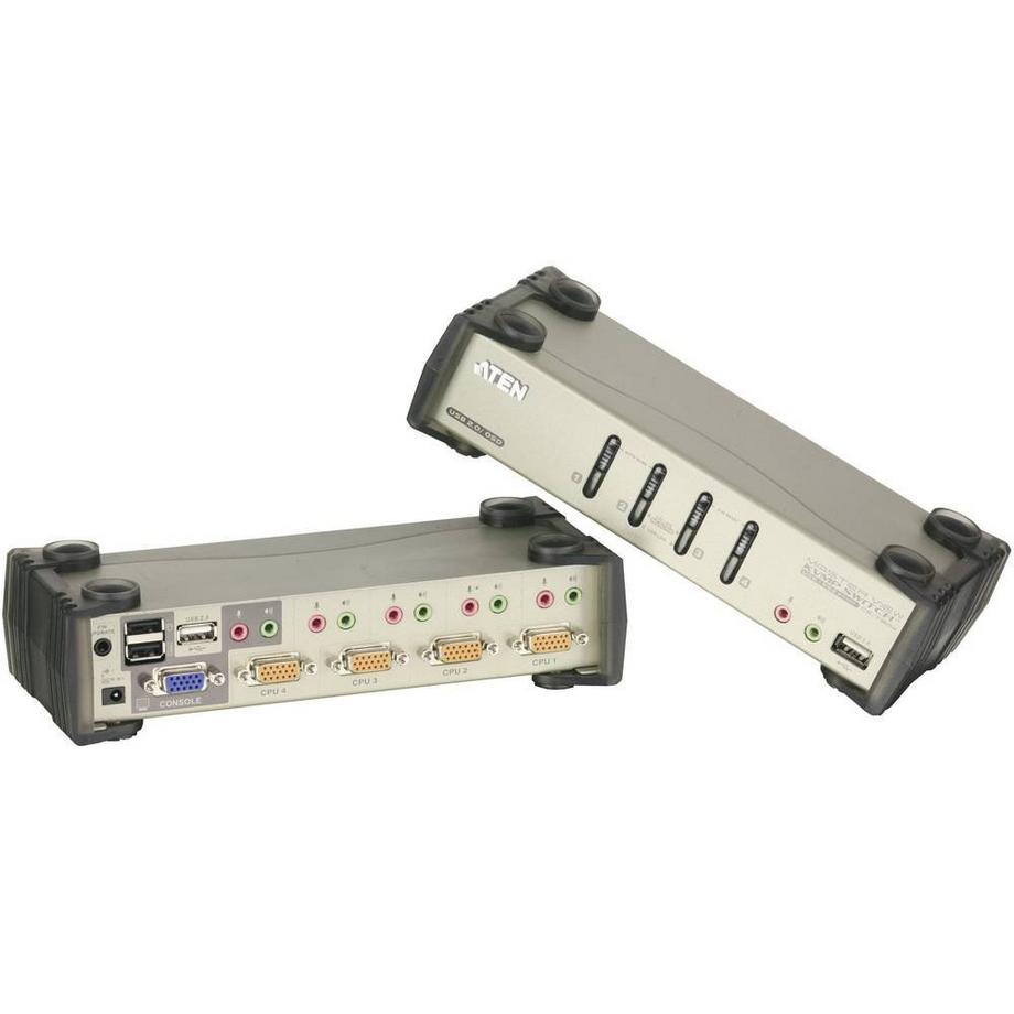 ATEN  Switch KVM 4 ports pour appareils USB et PS/2 et graphique VGA avec transmission acoutisque et hub 