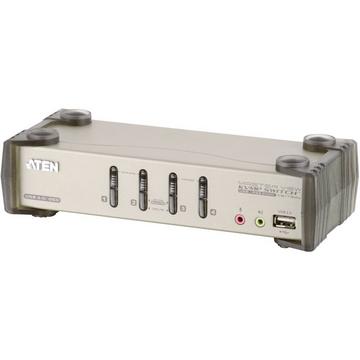 Switch KVM 4 ports pour appareils USB et PS/2 et graphique VGA avec transmission acoutisque et hub