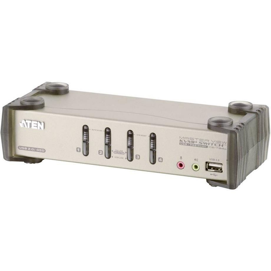 ATEN  Switch KVM 4 ports pour appareils USB et PS/2 et graphique VGA avec transmission acoutisque et hub 