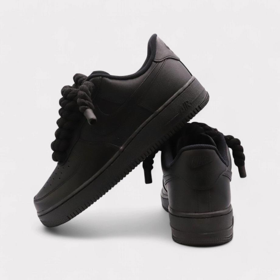NIKE Air Force 1 Rope Lace Black Sneakers  