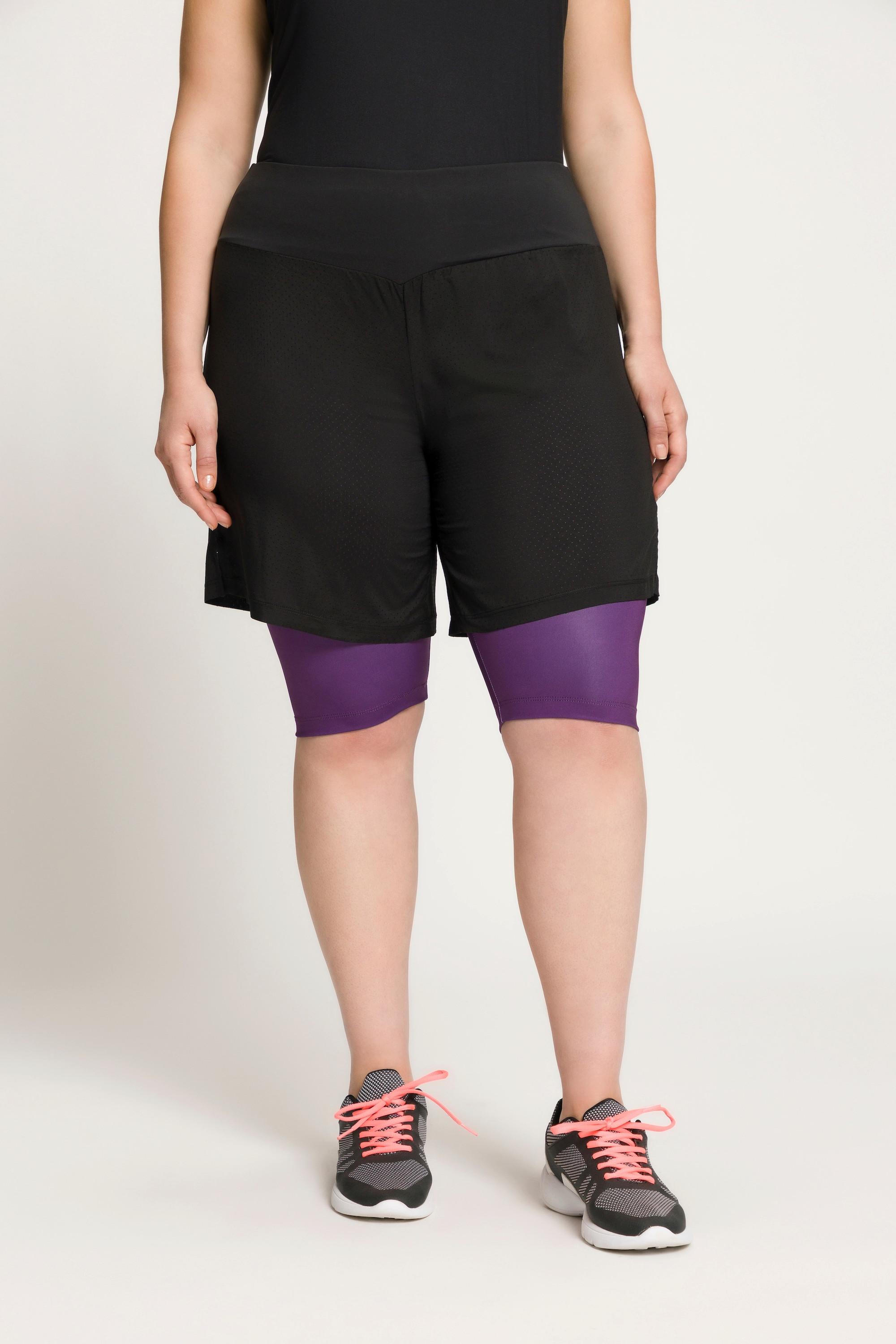 Ulla Popken  Short 2-en-1, legging intérieur, poche zippée 