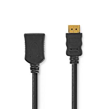 High Speed HDMI™ Kabel mit Ethernet | HDMI™ Stecker | HDMI™ Buchse | 4K@30Hz | 10.2 Gbps | 3.00 m | Rund | PVC | Schwarz | Etikett