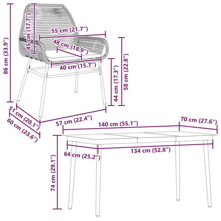 VidaXL Garten essgruppe poly-rattan  