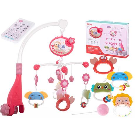 Pricenet  Carrousel berceuse design étoile rose + télécommande 