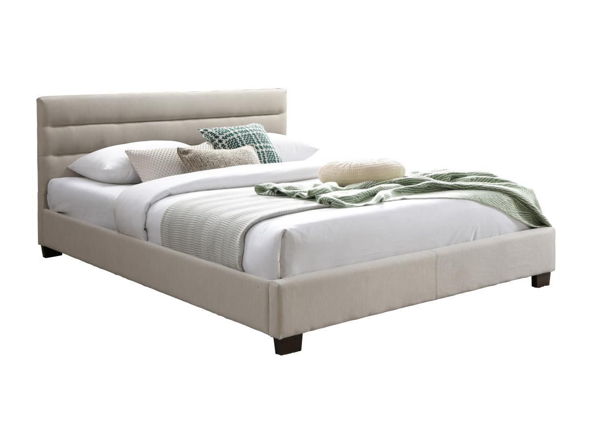 Vente-unique Letto 140 x 190 cm Tessuto Beige  - FAUSTIN  