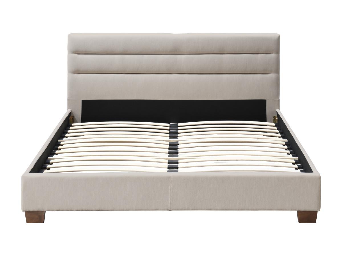 Vente-unique Lit 140 x 190 cm - Tissu - Beige - FAUSTIN  