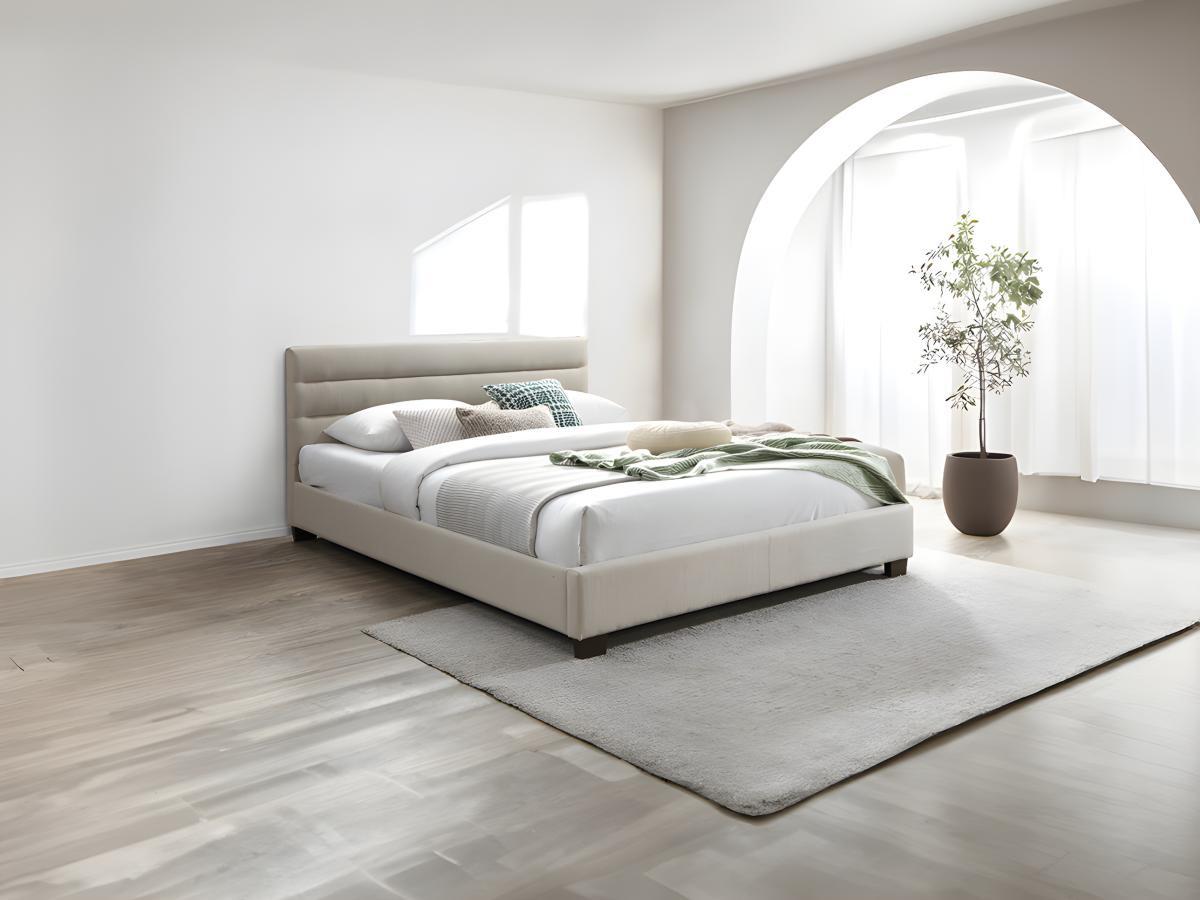 Vente-unique Letto 140 x 190 cm Tessuto Beige  - FAUSTIN  