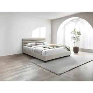 Vente-unique Lit 140 x 190 cm - Tissu - Beige - FAUSTIN  