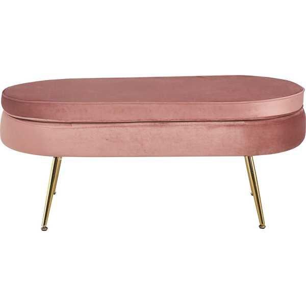 mutoni Pouf ovale in velluto rosa  