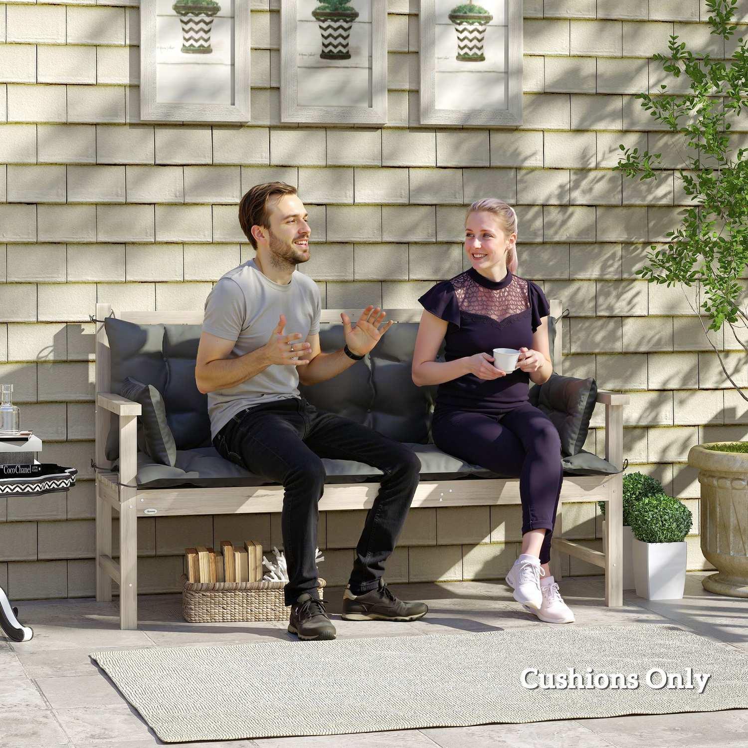 Northio Coussin de banc 3 places 180 x 110 x 8 cm avec attaches, coussin de siège, coussin de chaise extérieur/intérieur, coussin de siège, coussin de banc pour meubles de jardin, balançoire, gris foncé + noir  