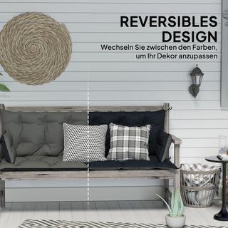 Northio Coussin de banc 3 places 180 x 110 x 8 cm avec attaches, coussin de siège, coussin de chaise extérieur/intérieur, coussin de siège, coussin de banc pour meubles de jardin, balançoire, gris foncé + noir  