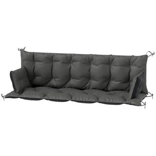 Northio Coussin de banc 3 places 180 x 110 x 8 cm avec attaches, coussin de siège, coussin de chaise extérieur/intérieur, coussin de siège, coussin de banc pour meubles de jardin, balançoire, gris foncé + noir  
